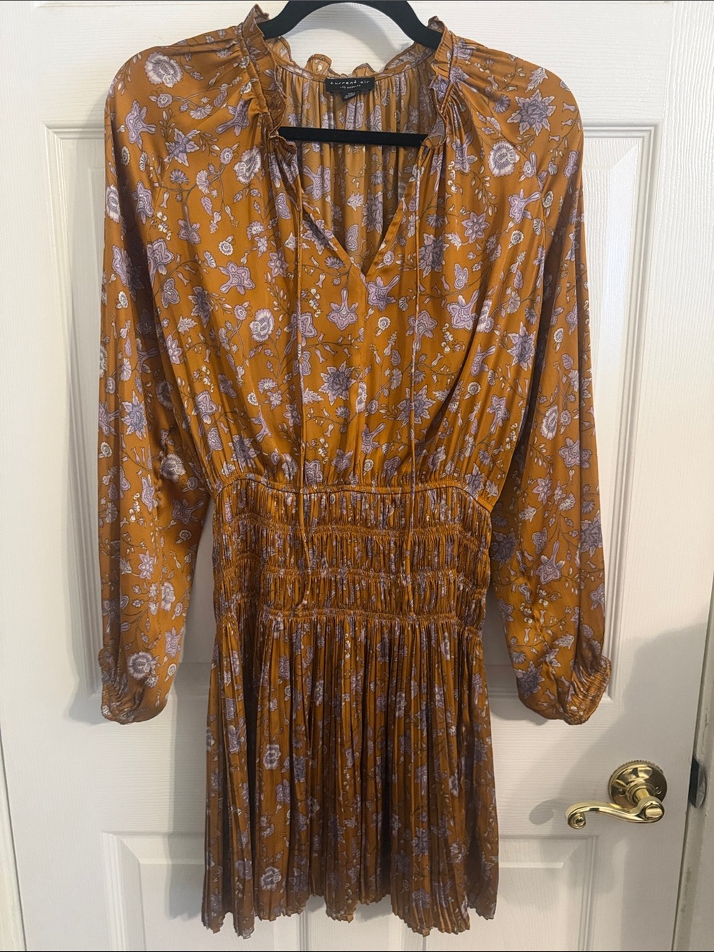 Current Air Alyce Smocked Marigold and Lavender Floral Mini Dress XS
